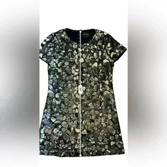Line And Dot Black And Gold Sequin Mini Dress Size Medium - Picture 10 of 10